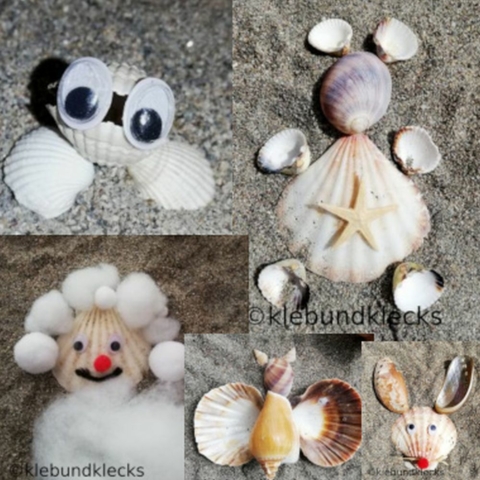 Tiere aus Muscheln gebastelt