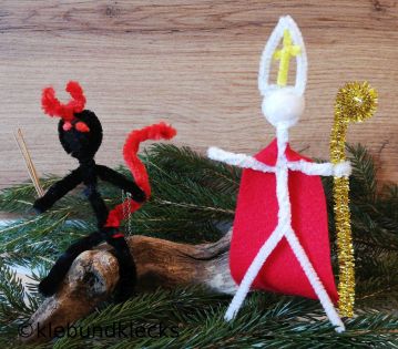 Krampus und Nikolaus aus Pfeifenputzer