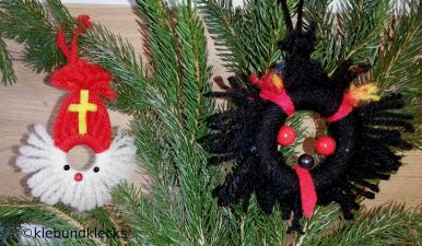 Krampus und Nikolaus aus Wolle und Ringen