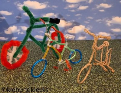 Fahrrad aus Pfeifenputzer, Papierdraht oder Gummischlauch