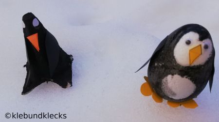 Pinguine aus Eierkarton oder Styropor-Eiern