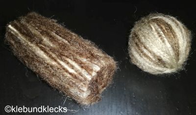 Klorolle und Styroporkugel mit Wolle umwickelt