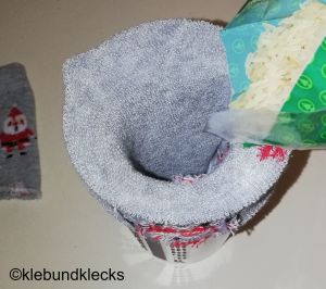 Socken mit Reis füllen