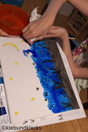 Nacht-Landschaft auf Leinwand malen